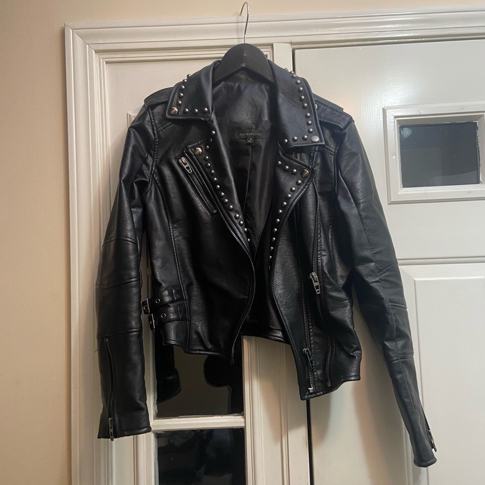 Studded Faux Leather Moro Jacket Size Medium